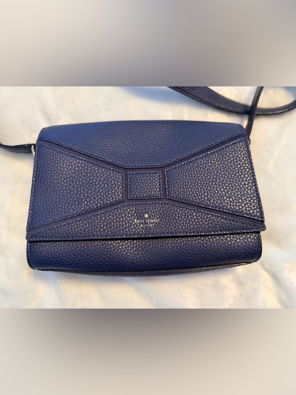 kate spade pebbled navy leather crossbody with bow detail - Picture 2 of 16